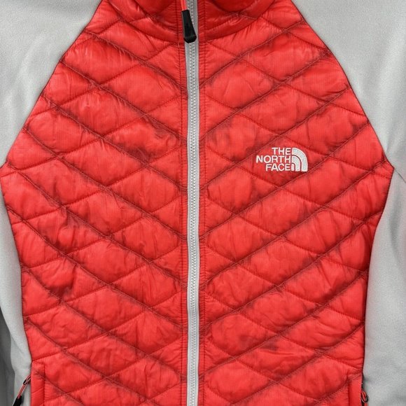 The North Face Pink Gray Puffer Full Zup Sweat Shirt Size Medium - Picture 3 of 6